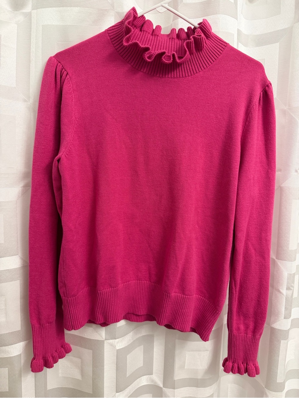 Rose pink ruffle neck sweater size large - Picture 1 of 4